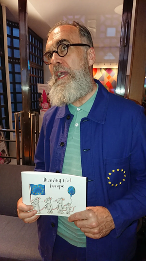 Image courtesy of Jac Kilby David Nicholas Wilkinson holding B&H Lib Dems EU leaflet