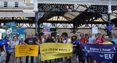 Image courtesy of Carrie Hynds Pro-EU Groups Outside Brighton Station 2018