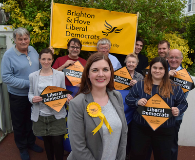 Image courtesy of Duncan Moore Hove candidate Carrie Hynds (2017) with party members. Kemptown candidate Emily Tester (2017) in right of shot.